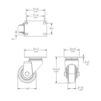 31-SPD3-5 MODULAR SOLUTIONS ALUMINUM CASTER<br>3" SWIVEL TOP PLATE W/ HARDWARE